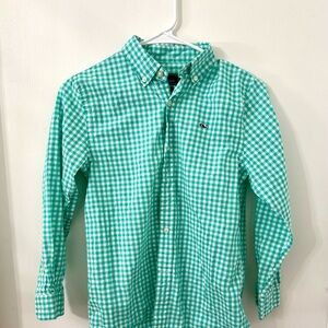 Vineyard Vines Kids Gingham Button-Down Whale Shirt